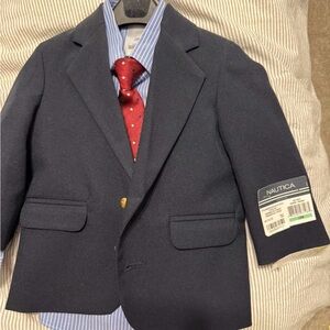 Nautica boys 18m Dark Blue Blazer with Red Tie